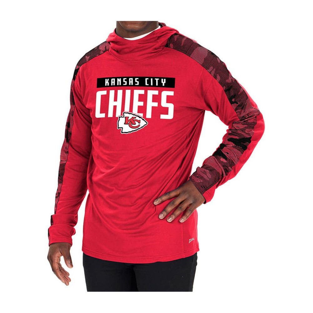 Zubaz Men's Kansas City Chiefs Elevated Camo Lightweight Hoodie Red Large XL